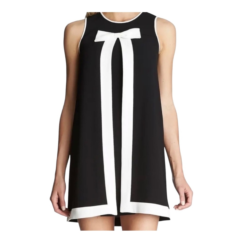 NWT SHARGANO BLACK AND WHITE BOW DRESS A LINE SHIFT NEW SIZE 6